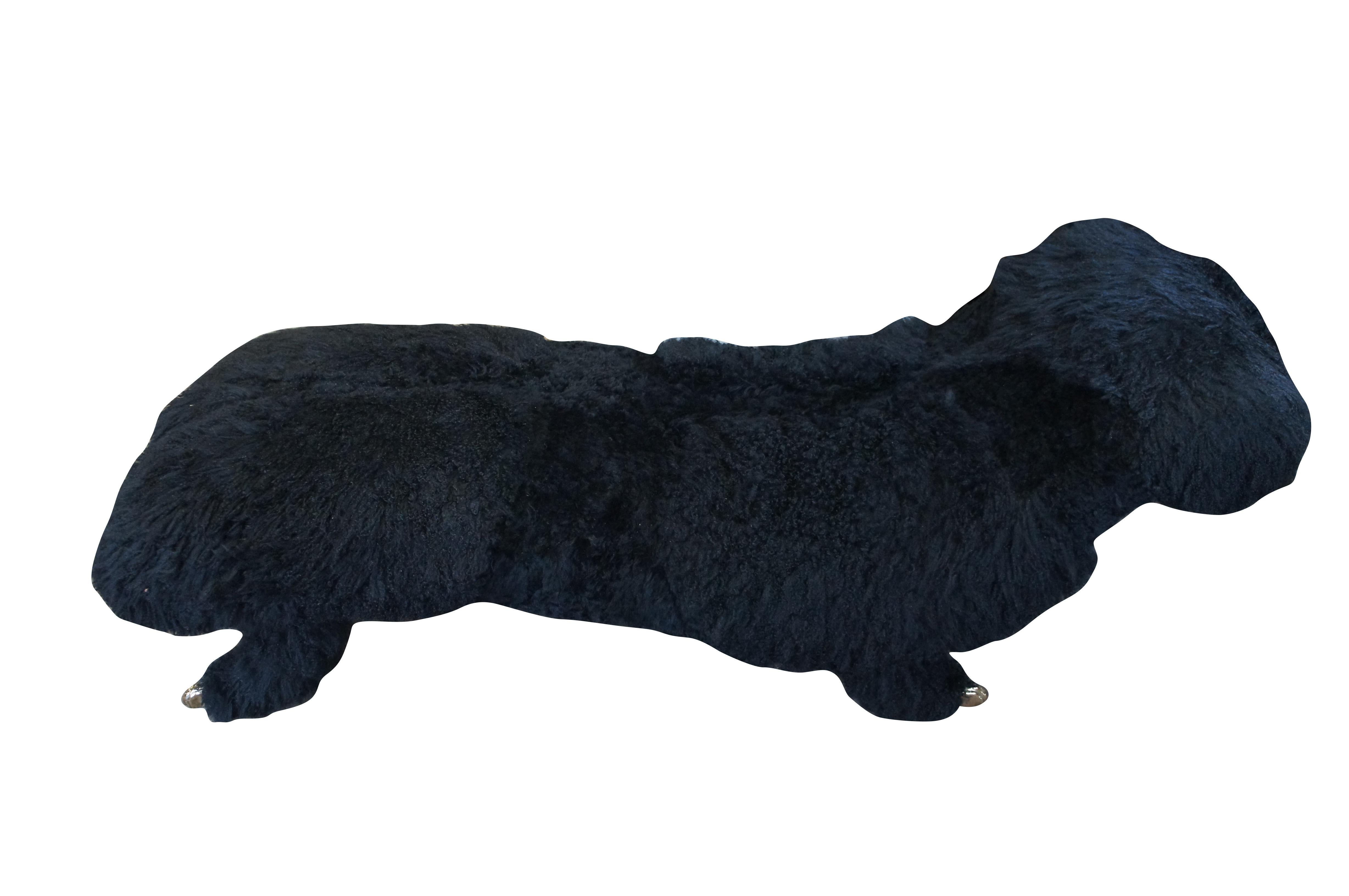 Postmoderno Chaise Lounge Lauren Lesko in pelle di agnello mongola 