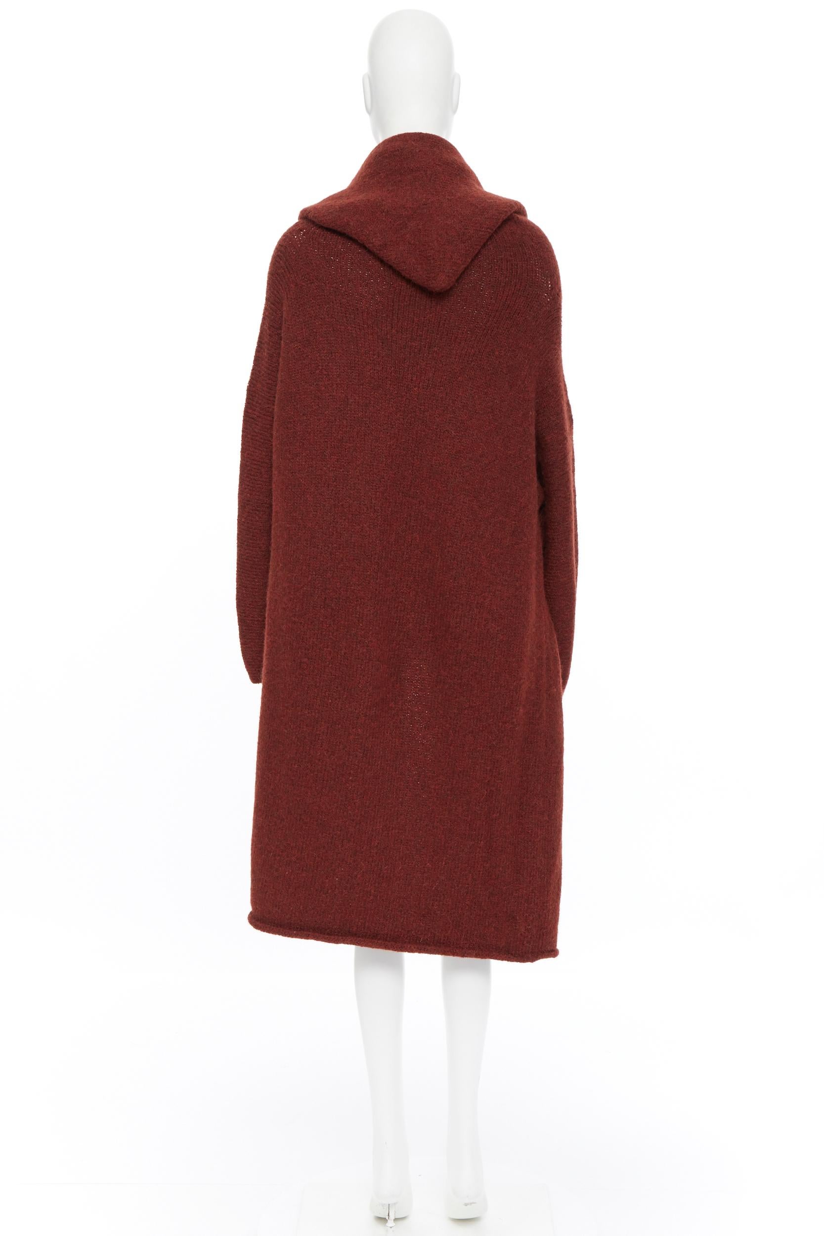 Brown LAUREN MANOOGIAN maroon brown hand loomed alpaca wool oversized coat cardigan