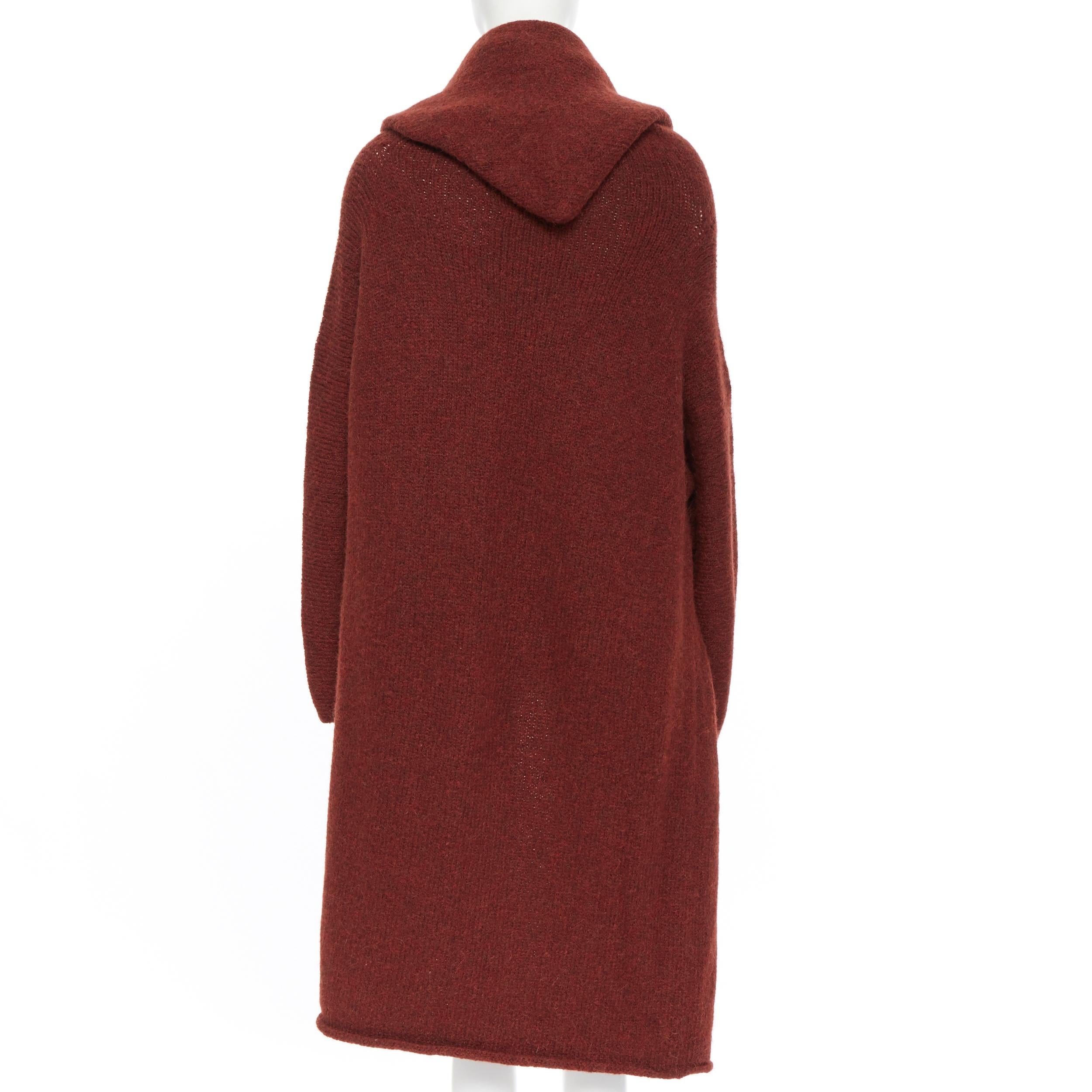 LAUREN MANOOGIAN maroon brown hand loomed alpaca wool oversized coat cardigan In Excellent Condition In Hong Kong, NT