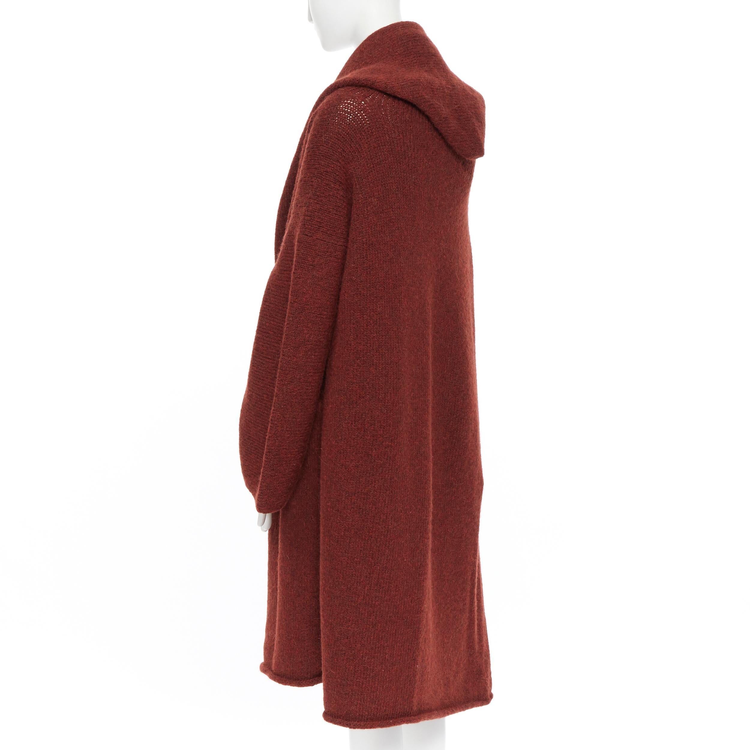 Women's LAUREN MANOOGIAN maroon brown hand loomed alpaca wool oversized coat cardigan