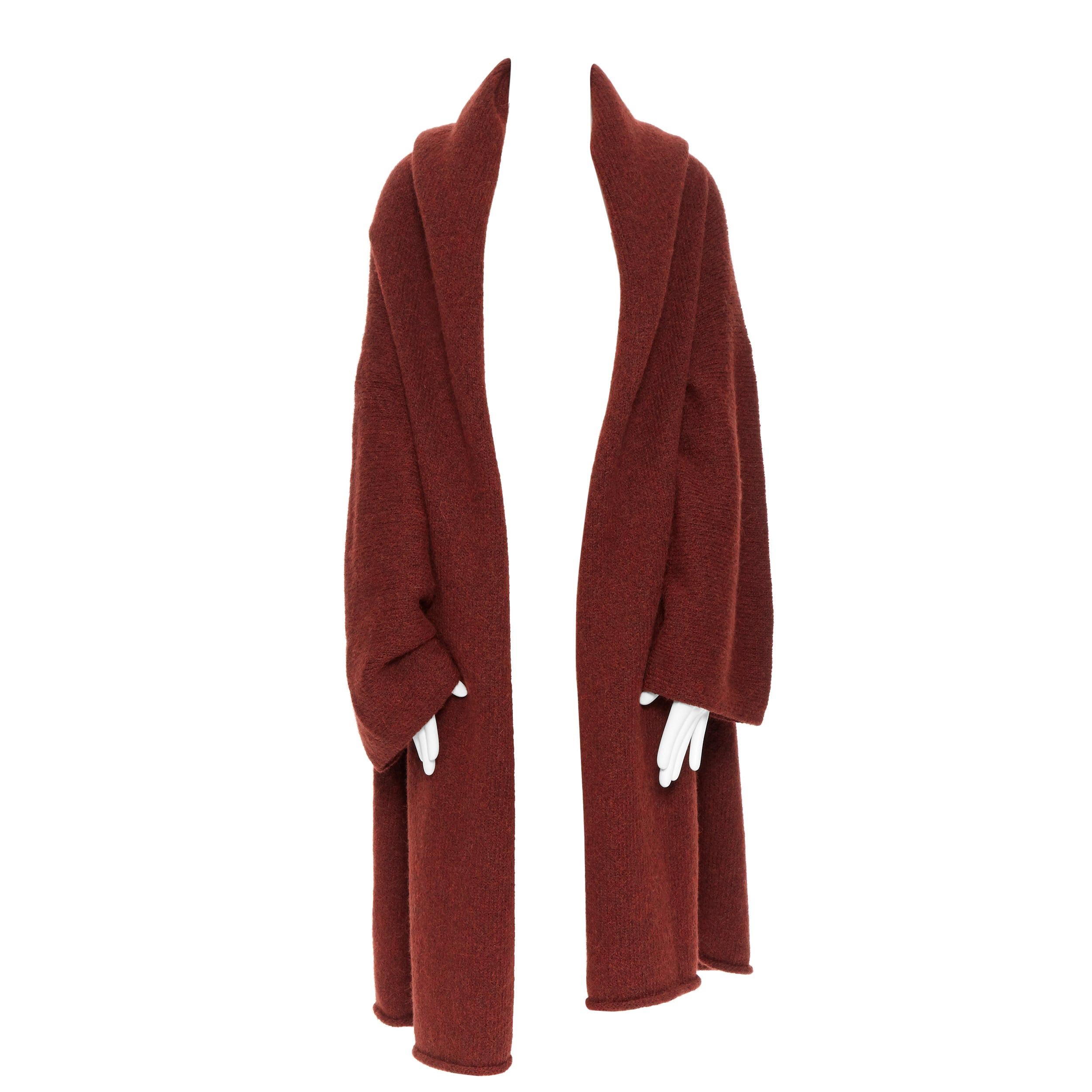 LAUREN MANOOGIAN maroon brown hand loomed alpaca wool oversized coat cardigan