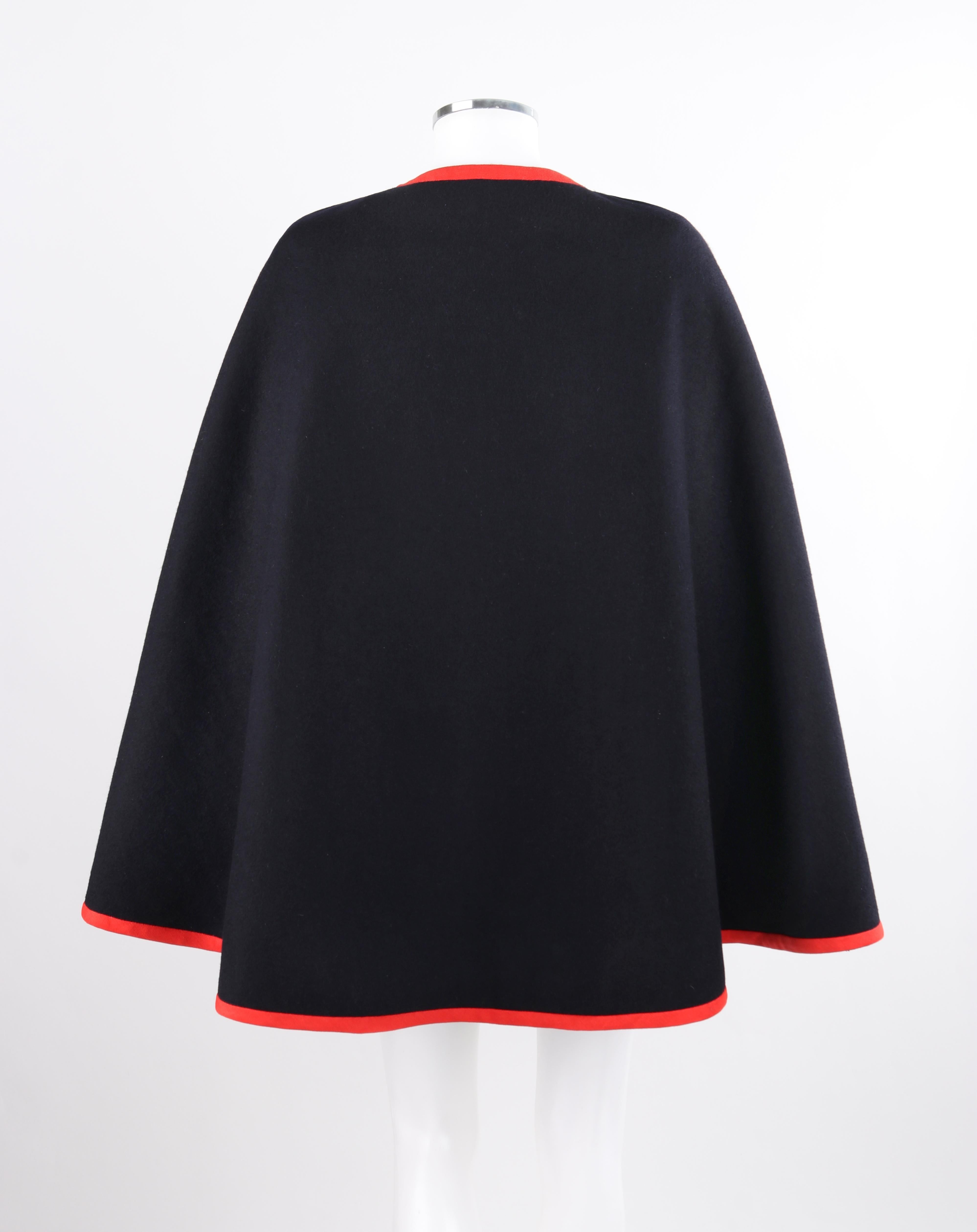 Black LAUREN MOFFATT F/W 2010 “Cadet” 1960's Navy Blue Red Military Cape Mantel Coat