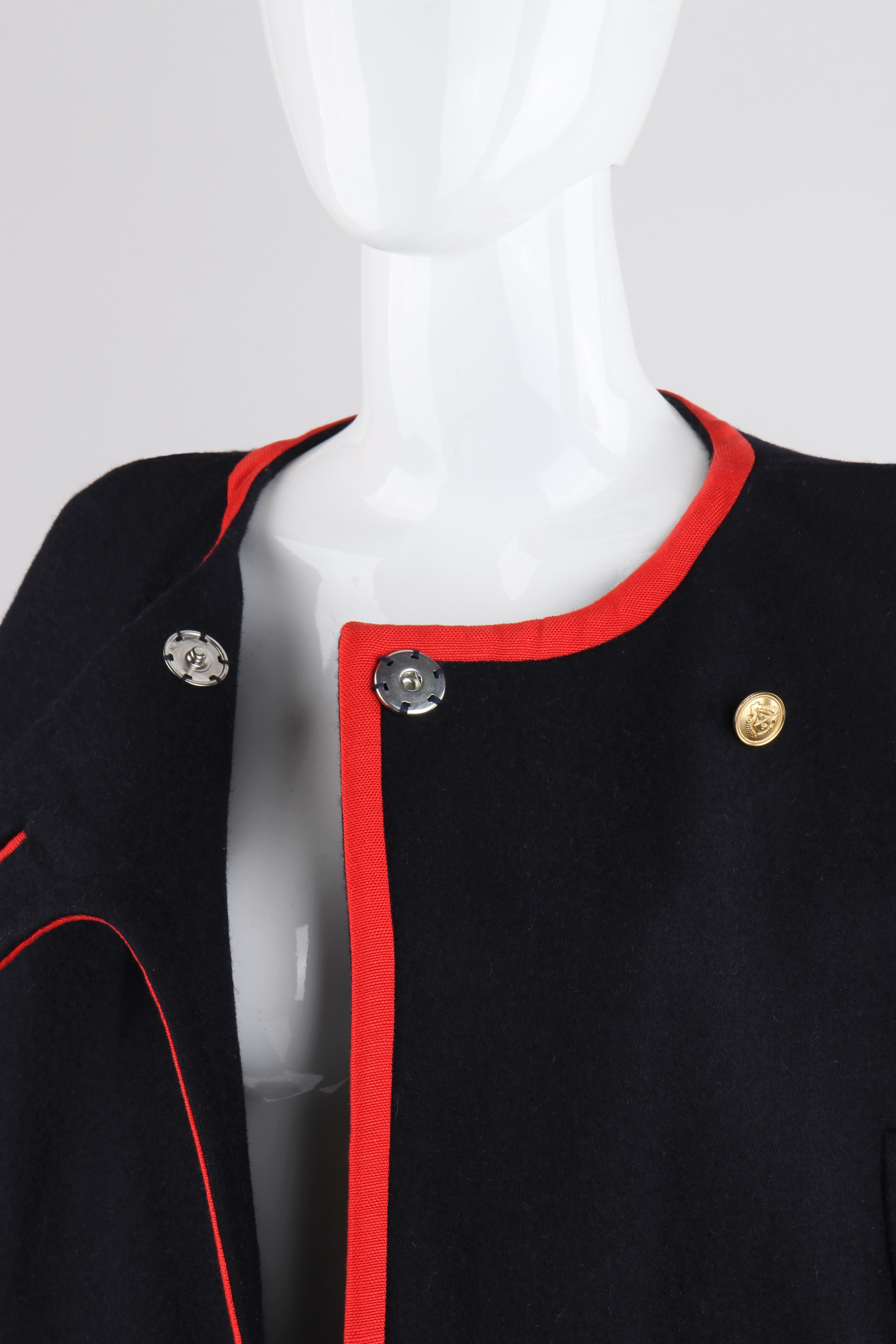 LAUREN MOFFATT F/W 2010 “Cadet” 1960's Navy Blue Red Military Cape Mantel Coat 1