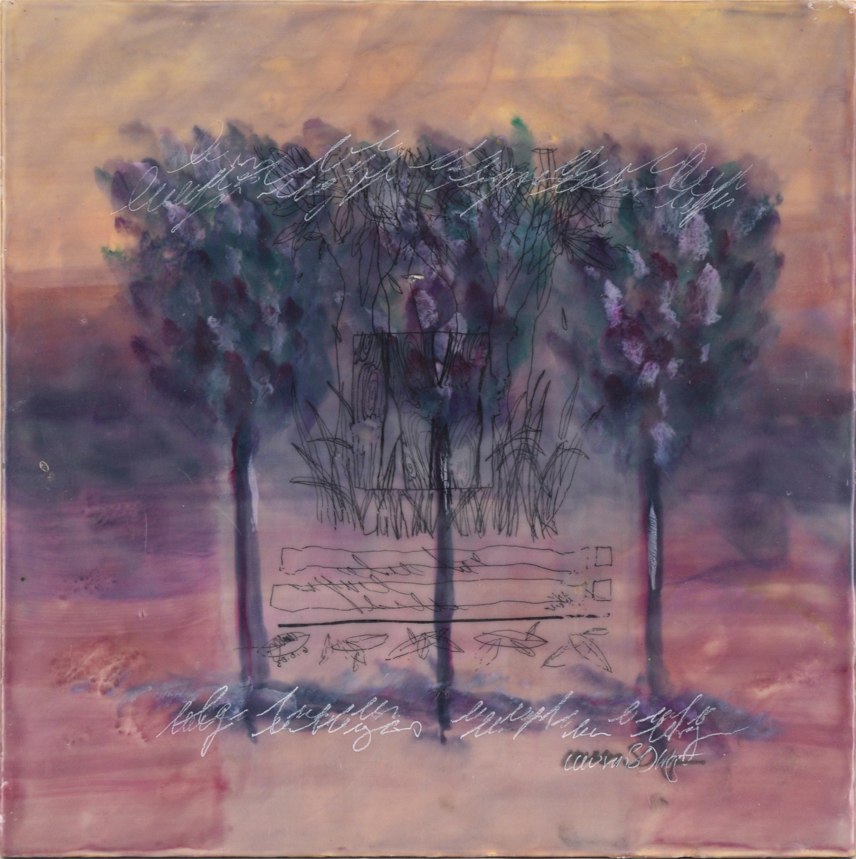 Landscape Painting Lauren Ohlgren - « Elle n'est pas là » II - Paysage abstrait