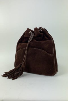 Lauren Ralph Lauren Brown Suede Drawstring Tassel Bucket Shoulder Bag 8RLL1127