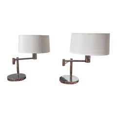 Lauren Ralph Lauren Chrome Cantilever Articulating Arm Table Lamps, a Pair