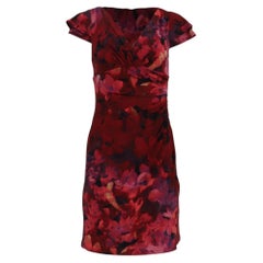 Lauren Ralph Lauren Floral-Print Mini Dress in Burgundy Polyester
