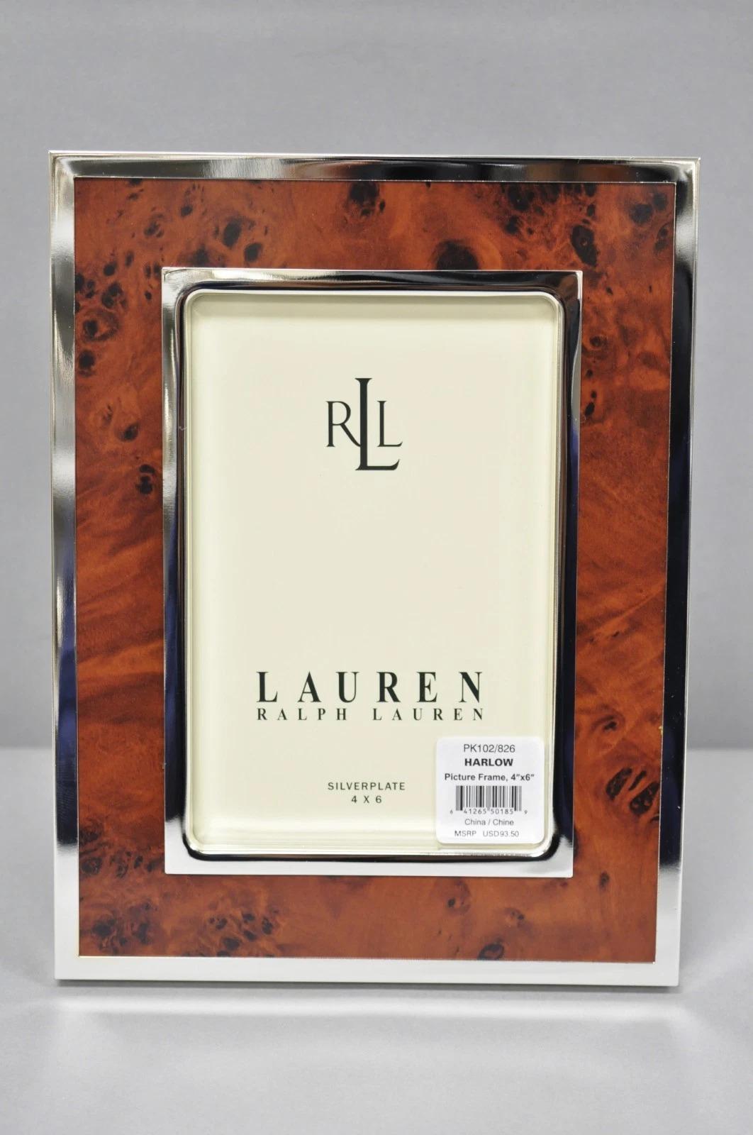 Lauren Ralph Lauren Harlow Burl Wood and Silver Plated 4x6 Photo
