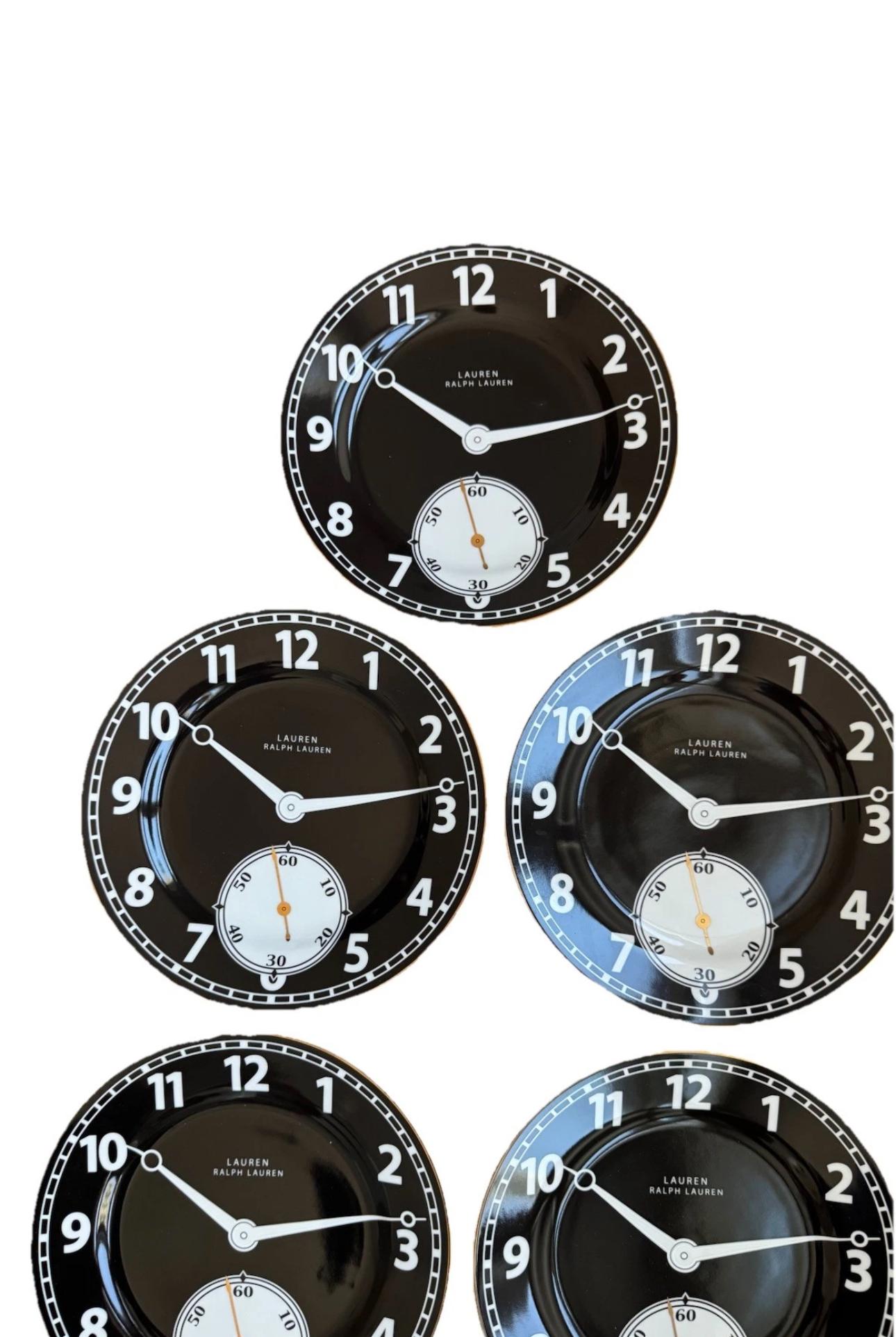 XXIe siècle et contemporain Laurph Lauren Assiettes à Charger avec montre de poche ~ SET of 8 en vente