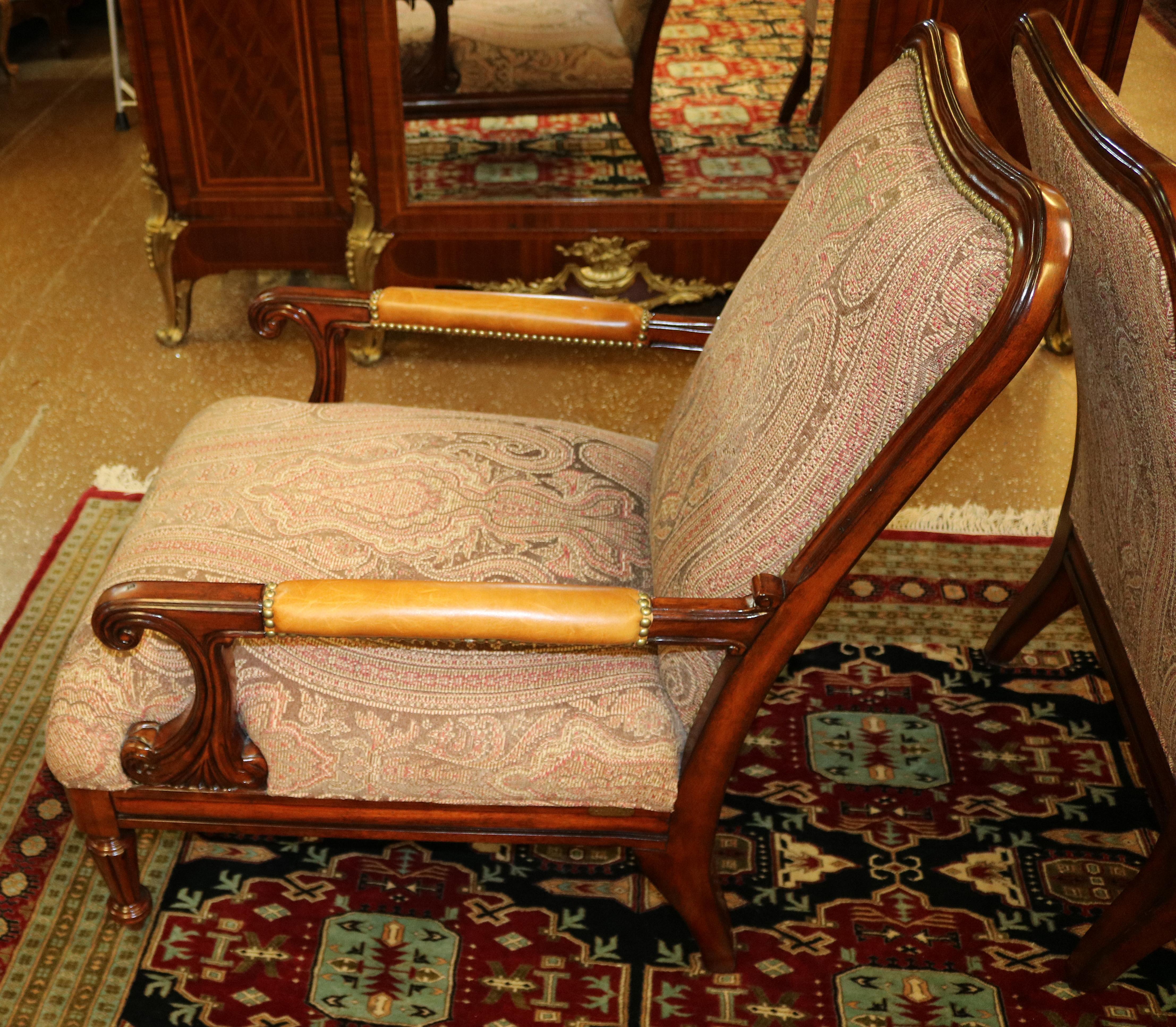 Lauren Ralph Lauren Regency Style Oversized Club Lounge Chairs Pair For Sale 3