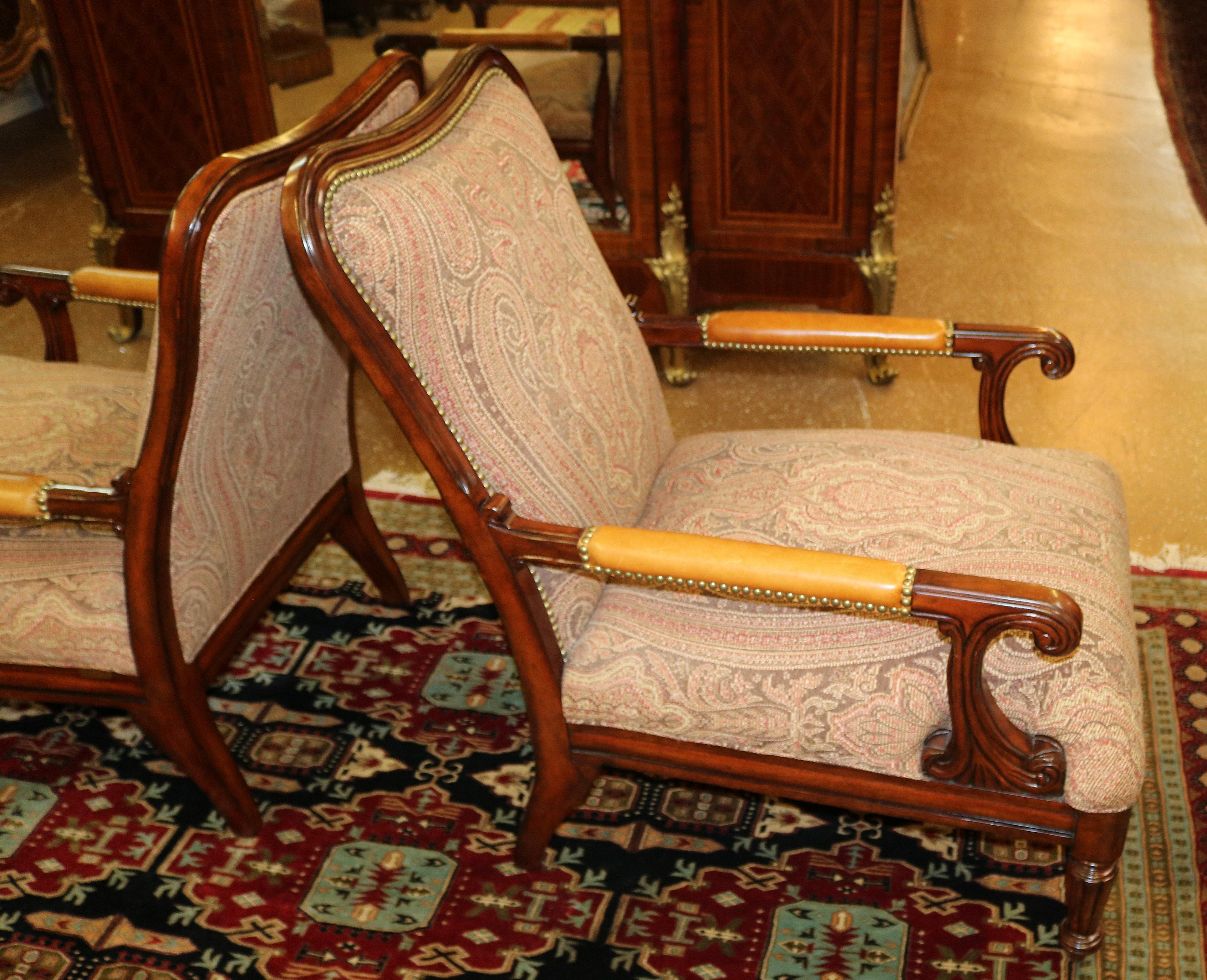 Lauren Ralph Lauren Regency Style Oversized Club Lounge Chairs Pair For Sale 2