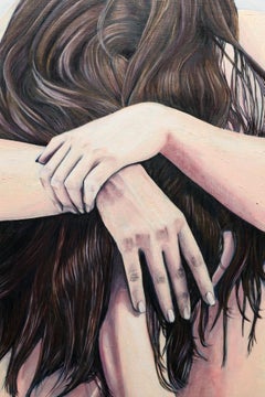 Cascading Oil Painting of Female Nude, Contemporary Unframed Art