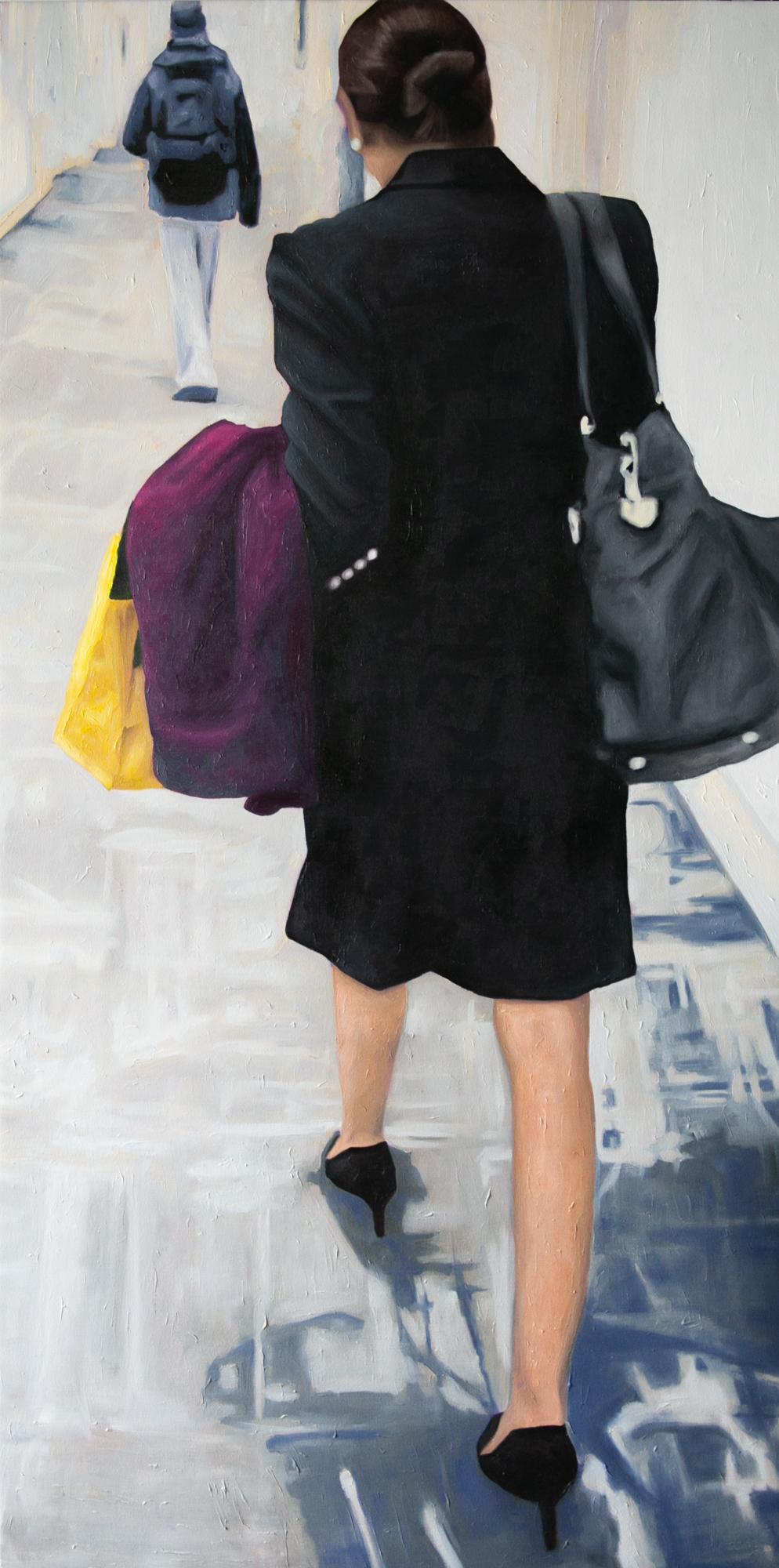 Figurative Painting Lauren Rinaldi - ""ELEGANT", Peinture à l'huile figurative, Alexandria Ocasio-Cortez, Femmes en politique