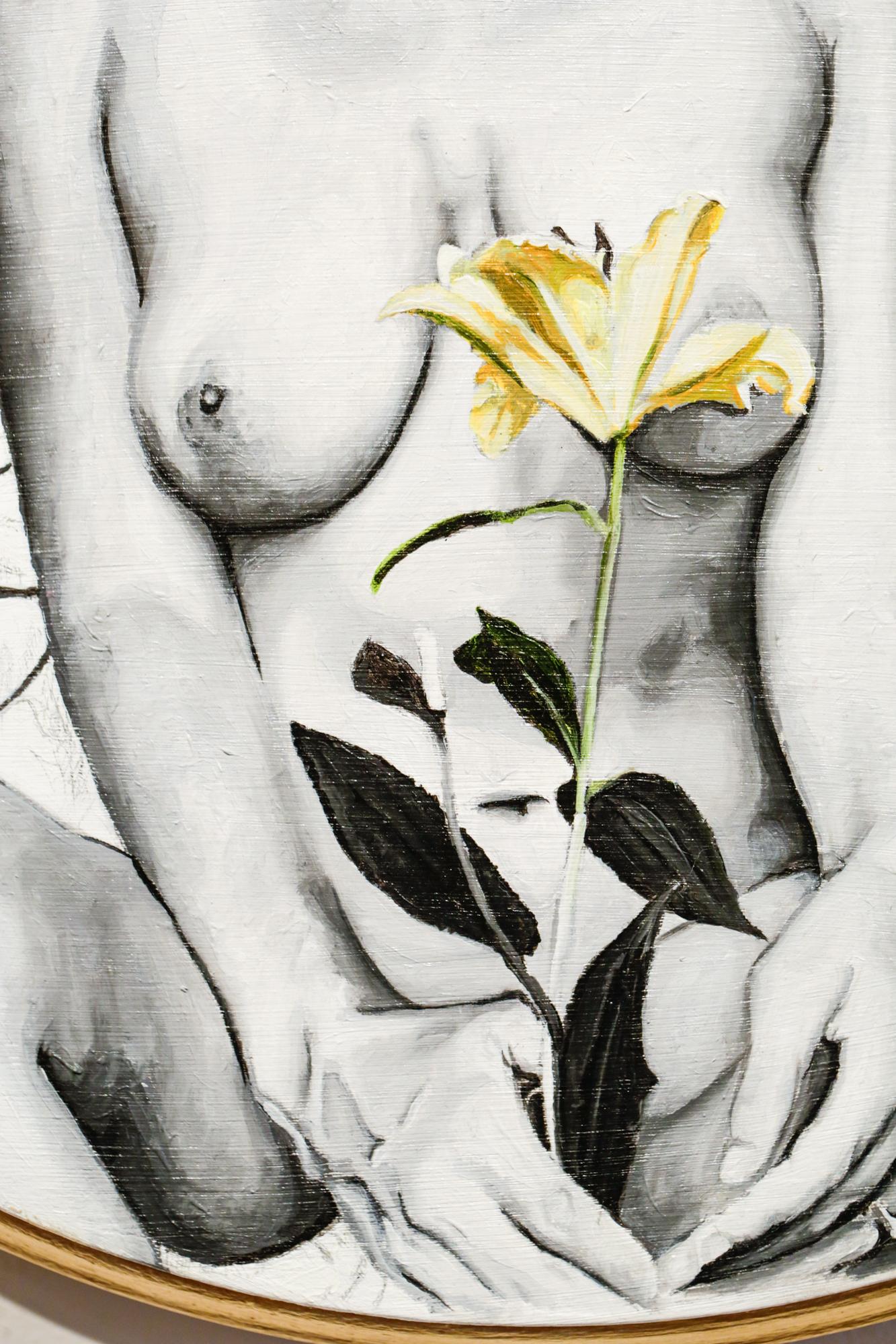 Gratitude - Brown Nude Painting by Lauren Rinaldi