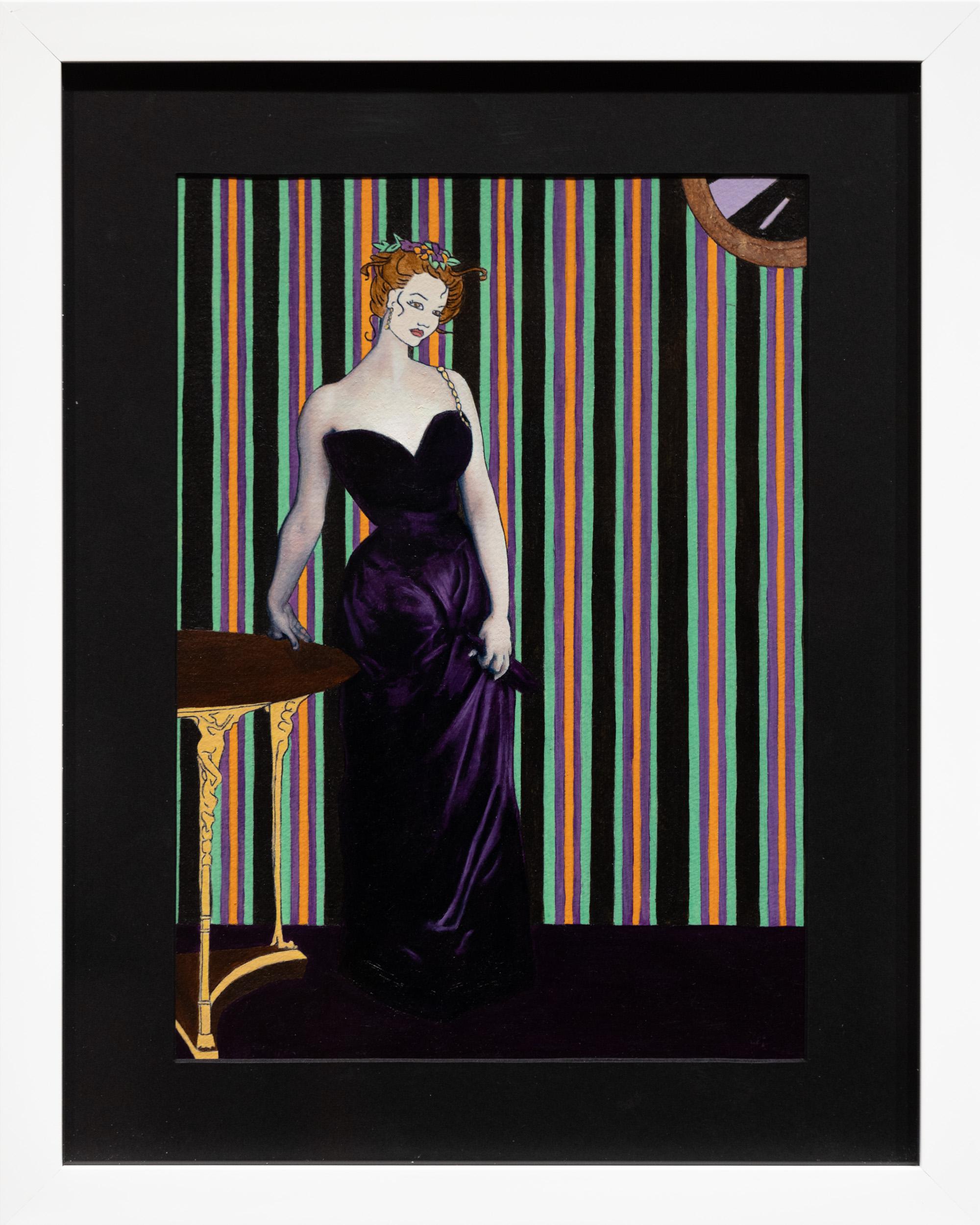 "La Cadavre Exquis Sera La Maman Du Vin" Nostalgia e donna ispirata da Sargent - Painting di Lauren Rinaldi