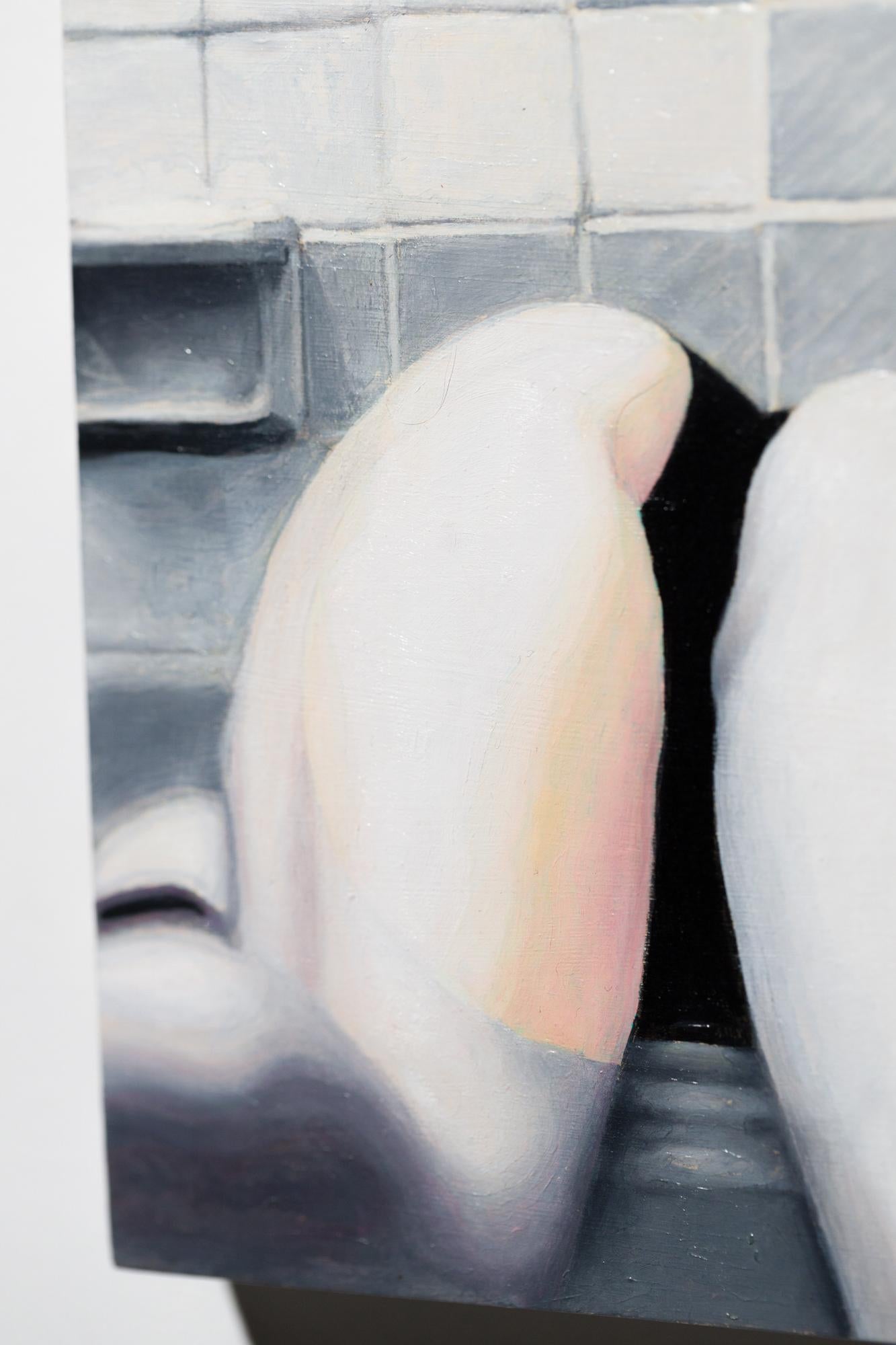 « phase 7 : Last Quarter, Eclipsed », huile sur panneau, nu, peinture figurative - Painting de Lauren Rinaldi