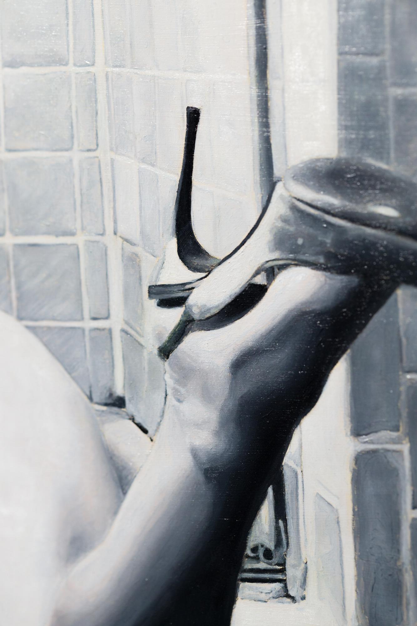 « phase 7 : Last Quarter, Eclipsed », huile sur panneau, nu, peinture figurative - Contemporain Painting par Lauren Rinaldi