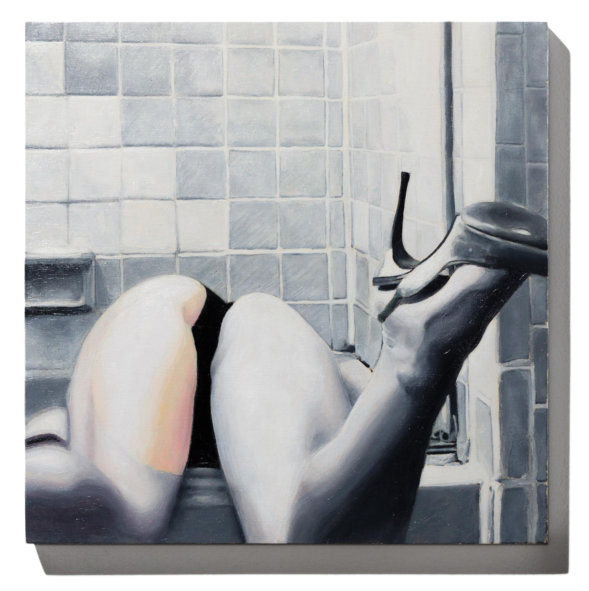 Nude Painting Lauren Rinaldi - « phase 7 : Last Quarter, Eclipsed », huile sur panneau, nu, peinture figurative