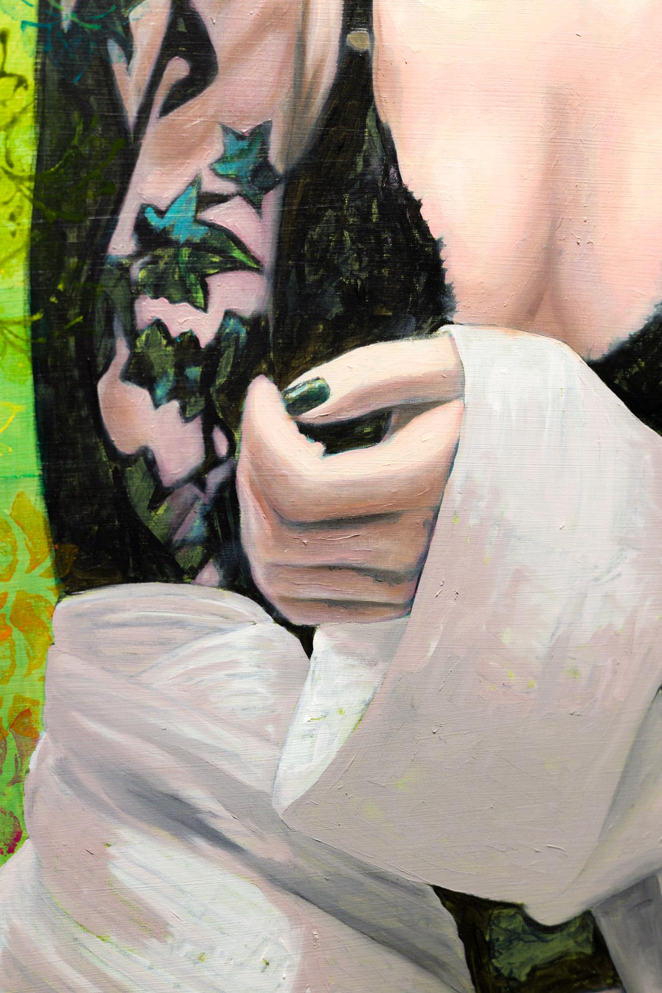 „Rise and Fall“ Ölgemälde, weiblicher Akt, drapierte Kleidung, Kleiderschmuck – Painting von Lauren Rinaldi