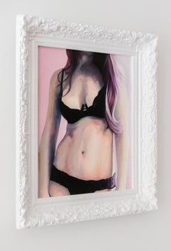 "Trash Venus" Pink Haired Woman In Black Lingerie