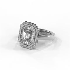 Lauren Ring, 14K White Gold Deco Emerald Cut Diamond ring