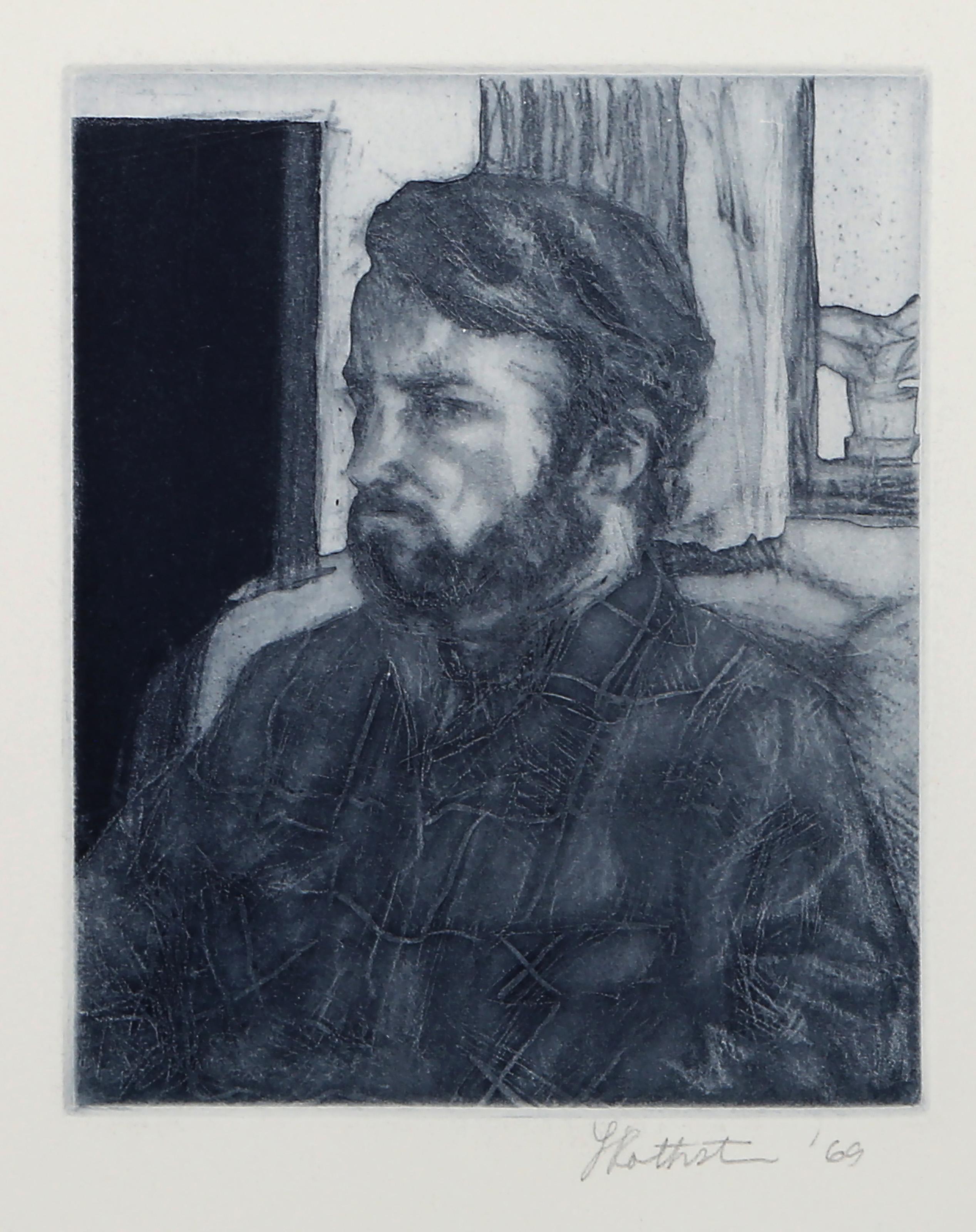 Lauren Rothstein, Americana - Ritratto diurno III, Portfolio:  Ritratti diurni, Anno:  1968, Media:  Acquaforte su carta Italia, firmata, numerata e datata a matita, Edizione:  14, Dimensione immagine:  6,5 x 5,25 pollici, Dimensioni:  14 x 19
