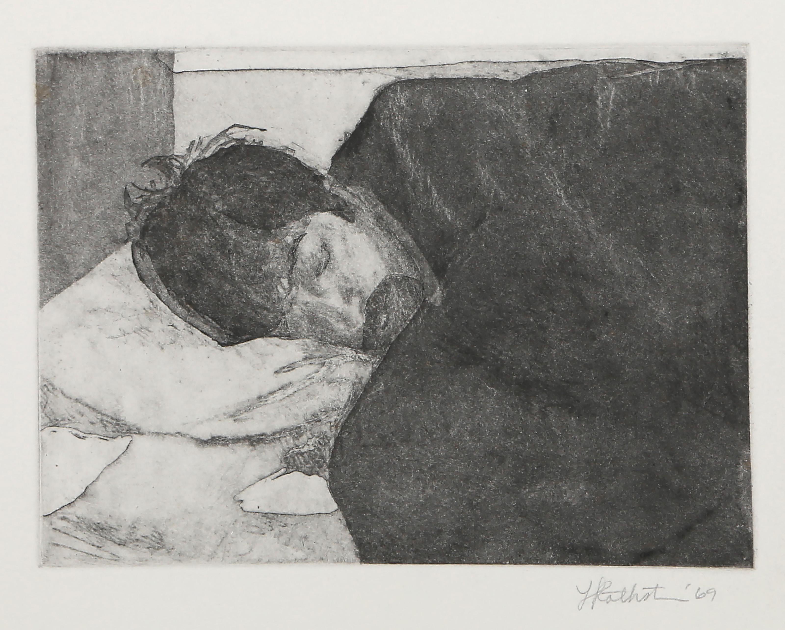 Lauren Rothstein, Americana - Ritratto diurno IV, Portfolio:  Ritratti diurni, Anno:  1968, Media:  Acquaforte su carta Italia, firmata, numerata e datata a matita, Edizione:  14, Dimensione immagine:  5,25 x 7,25 pollici, Dimensioni:  14 x 19