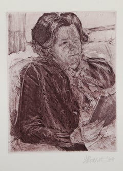 Ritratto del giorno V, acquaforte moderna di Lauren Rothstein