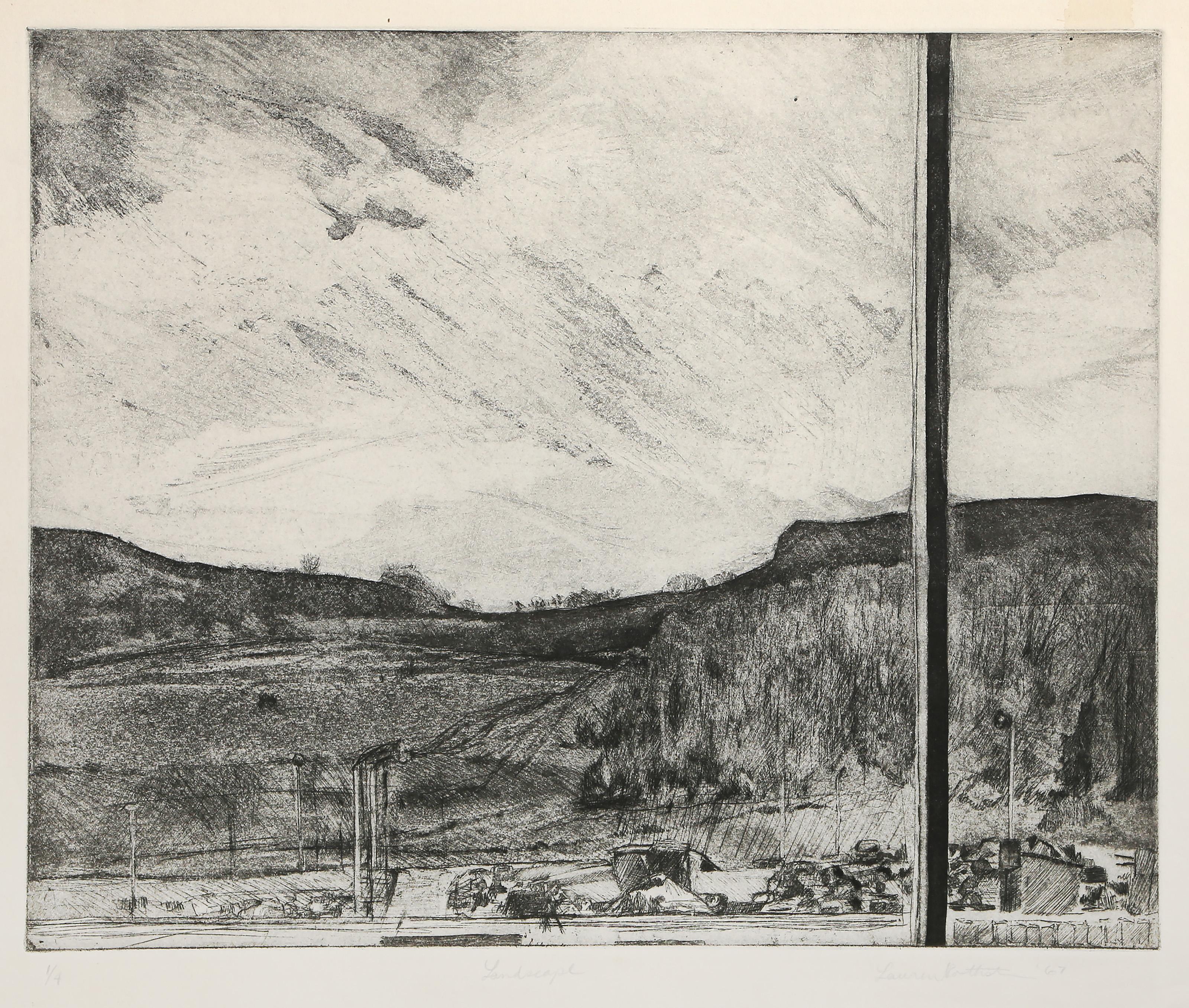 Lauren Rothstein, American - Landscape, Year:  1967, Medium:  Etching on Rives, signed, titled, dated and numbered in pencil, Edition:  1/4, Image Size:  14 x 17.25 inches, Size:  19 x 21.25 in. (48.26 x 53.98 cm) 