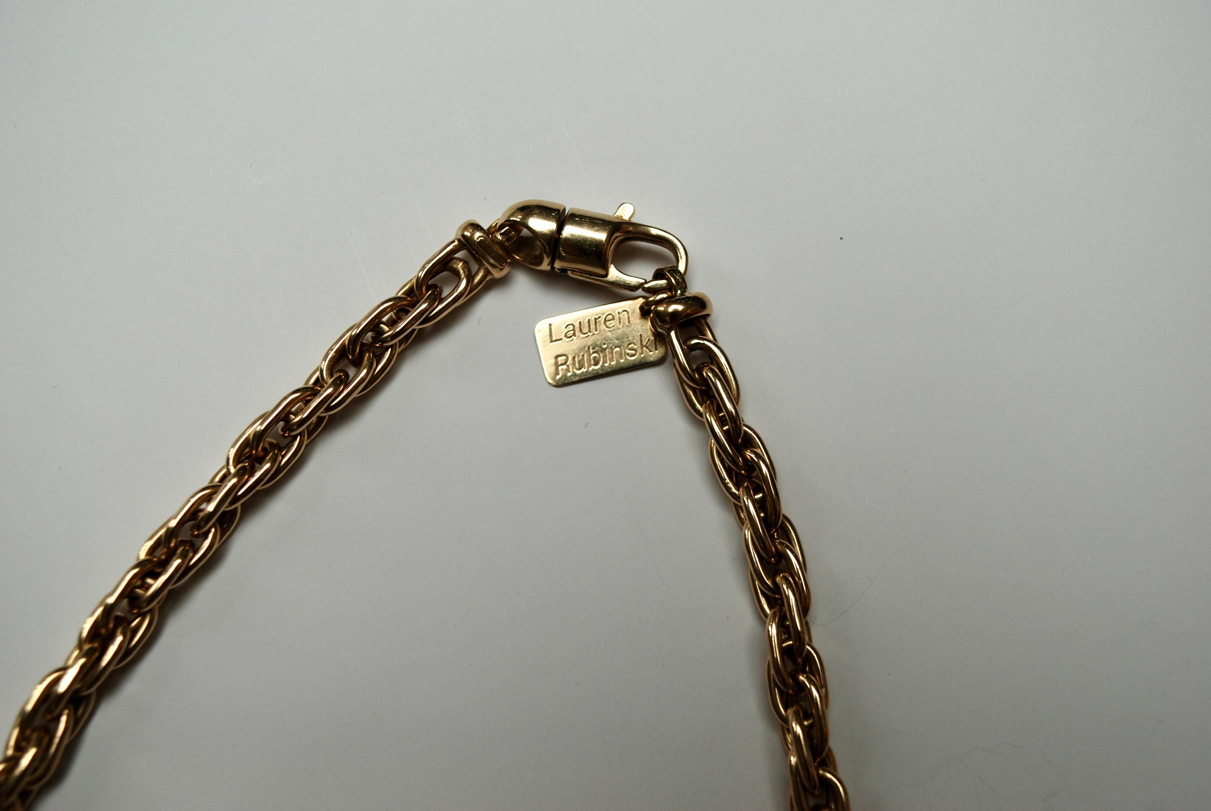 Women's or Men's Lauren Rubinski Cable-chain XL 14ct Gold Necklace For Sale