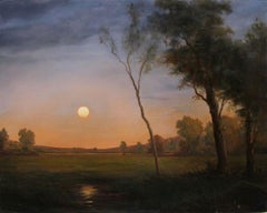 Moonrise, Landscape in Hudson River School style by Lauren Sansaricq (b. 1990)