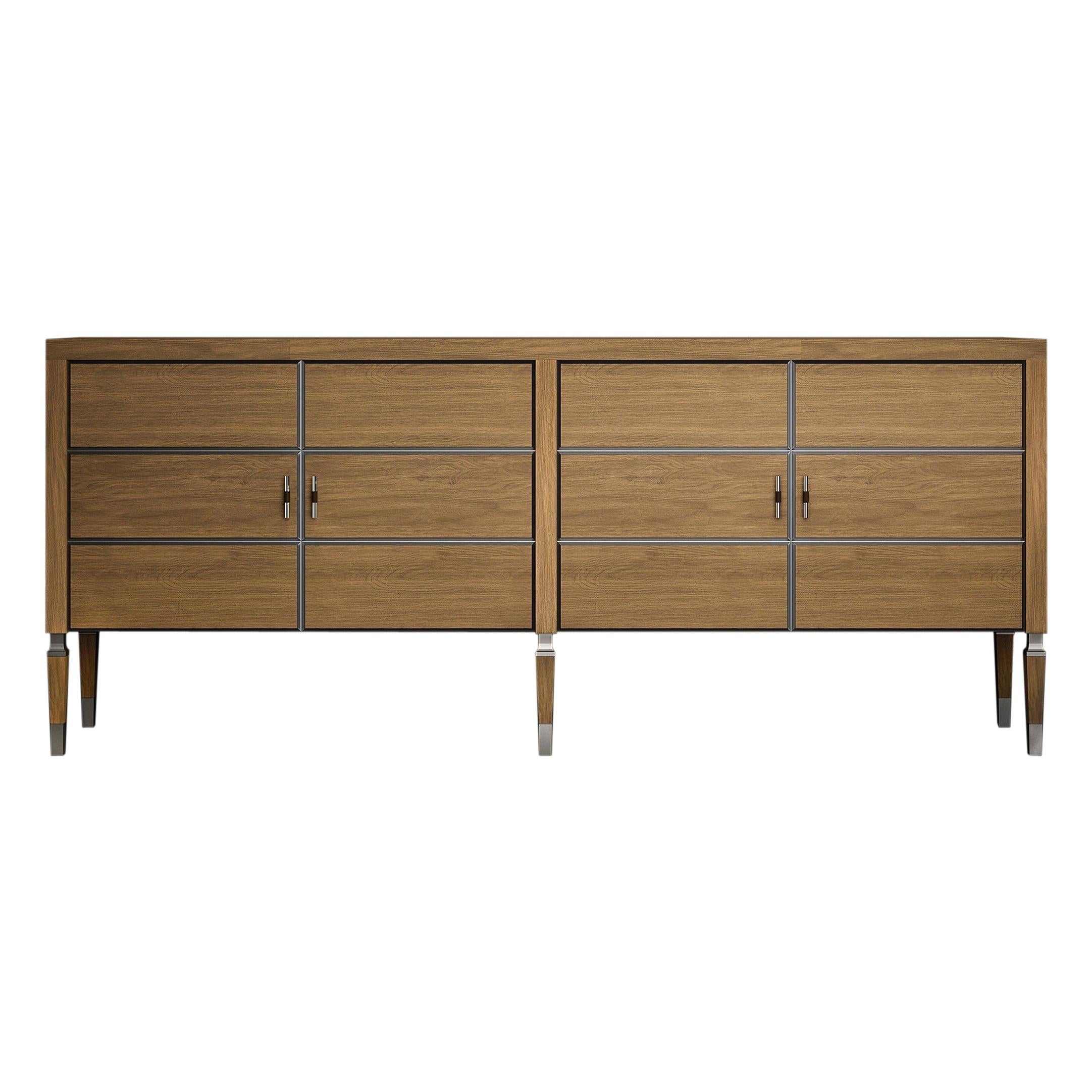 Lauren Sideboard, Hundertjahre-Eiche und Nickel im Angebot