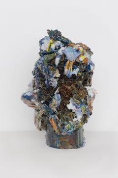 "Atoll Include" - Colorful abstract glazed ceramic stoneware sculpture
