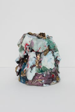 "Frost Mini" Scultura astratta multicolore in gres ceramico smaltato