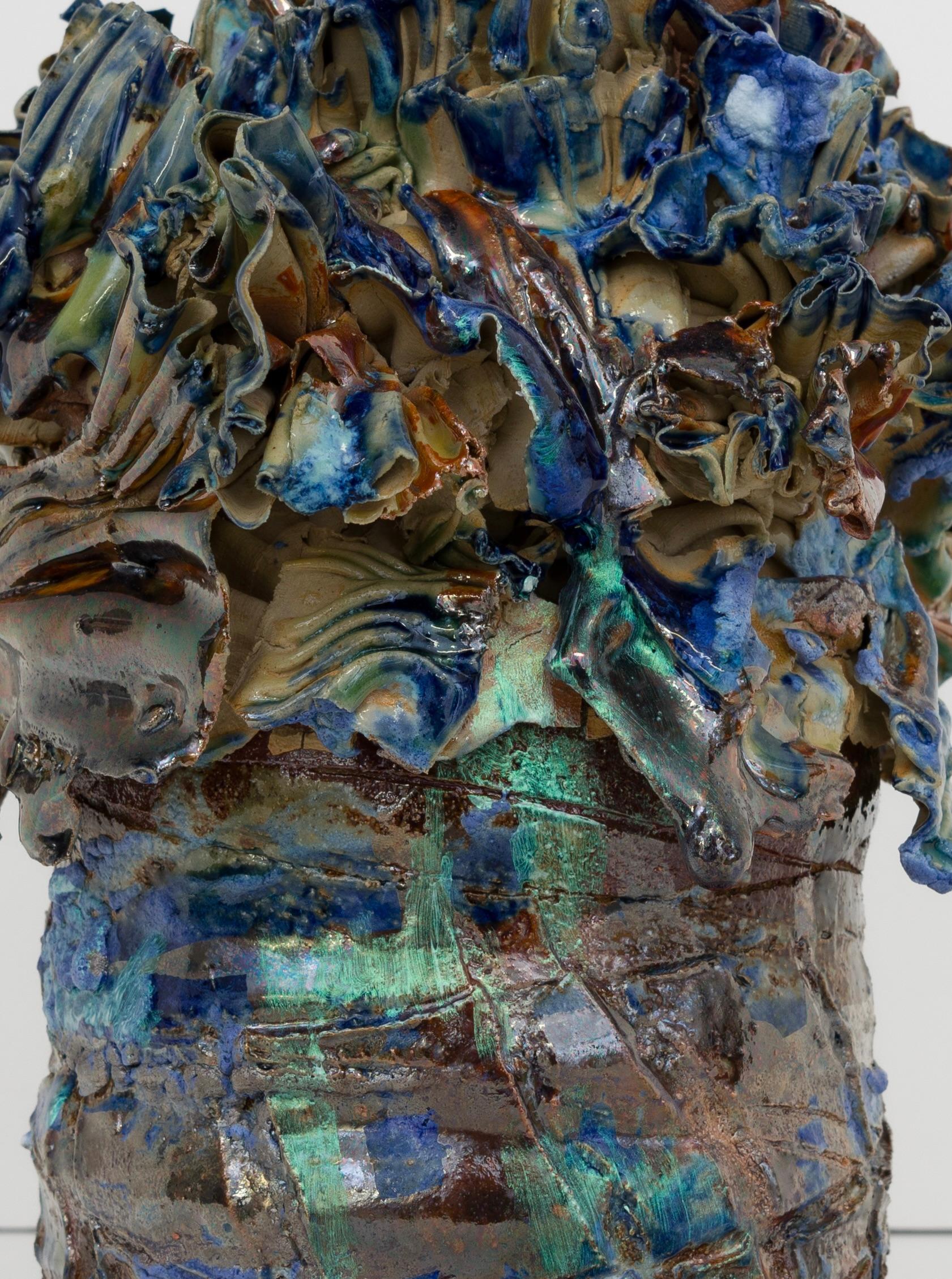 « Forme lapis » - Sculpture abstraite colorée en céramique émaillée de grès en vente 1