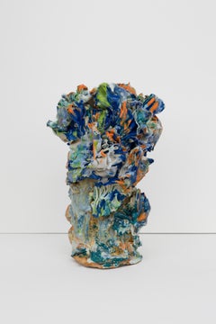 "LGM Shrub - Sculpture abstraite colorée en céramique émaillée de grès