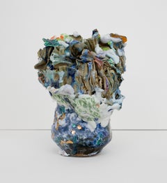"To Flutter" Scultura astratta multicolore in gres ceramico smaltato