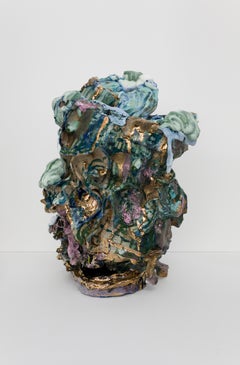 "Twirling into Fate" -  Abstract glazed ceramic stoneware sculpture