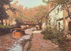 New Hope Canal, Bucks County, Pennsylvania Impressionist, Regional Landscape