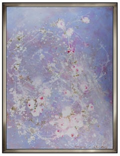 Laurence Amelie Original Acrylic Painting On Canvas Signed Large Roses Floral