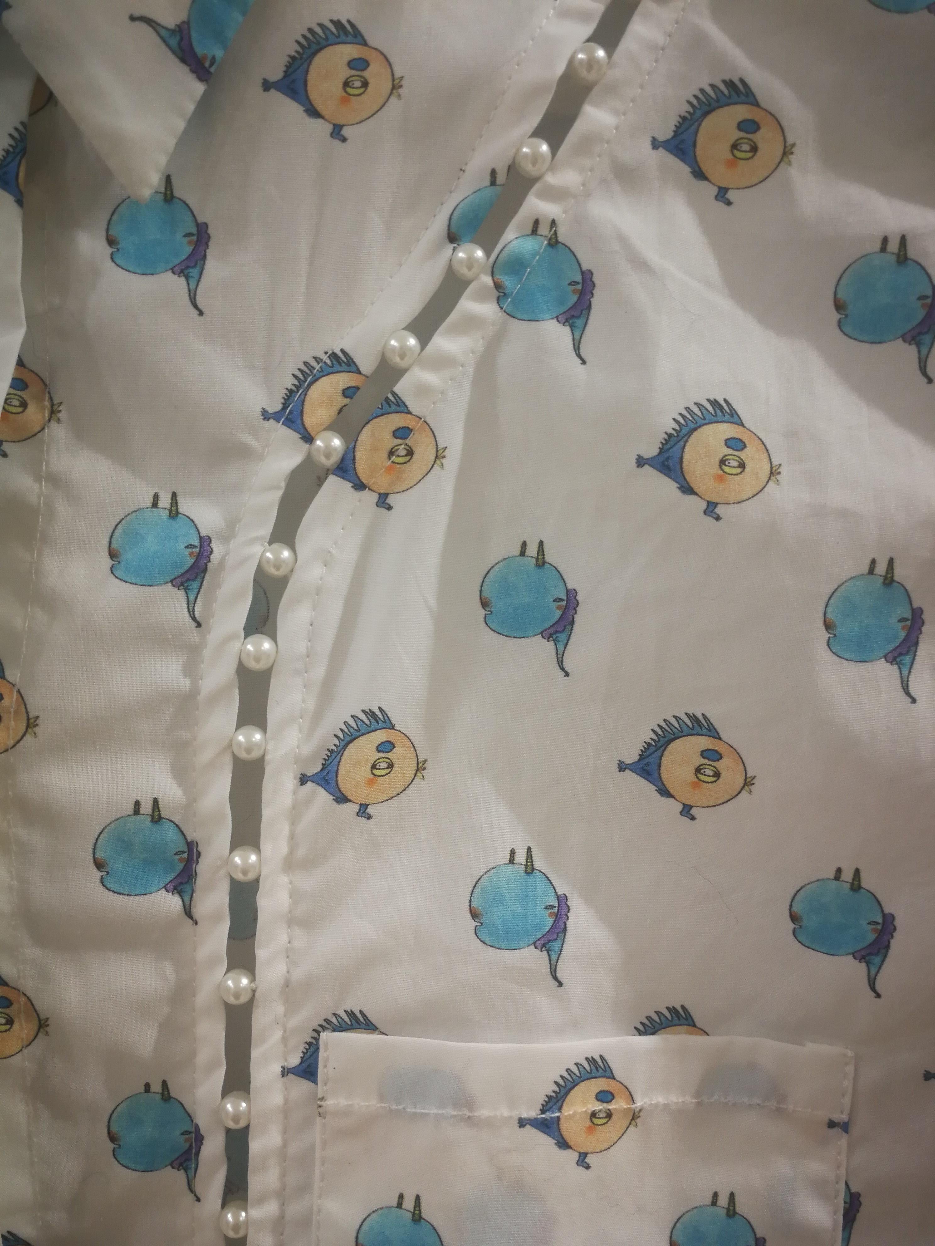 Laurence and Chico white fish cotton shirt 1