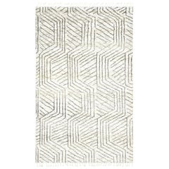 Laurence, Bohemian Moroccan Hand Knotted Area Rug, Ivory