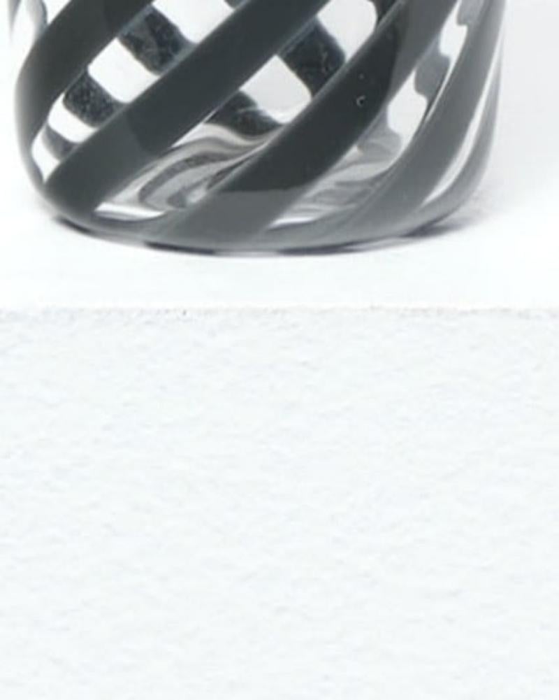 Glass Laurence Brabant and Alain Villechange, Grey and clear tumbler For Sale