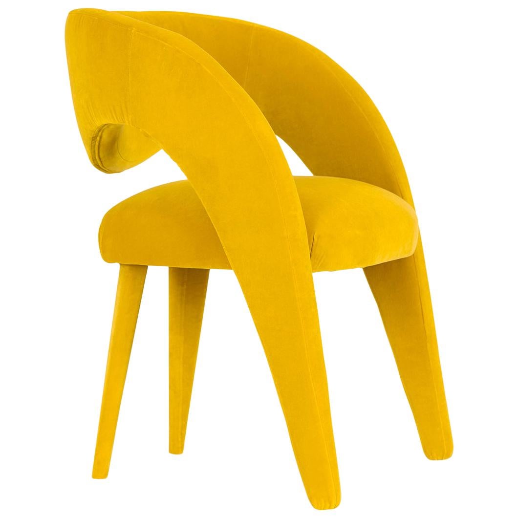Greenapple Chair, Laurence Chair, Yellow Velvet, Handmade in Portugal
