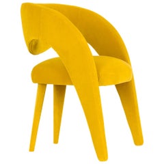 Chaises de salle à manger Laurence, velours jaune, fabriquées à la main au Portugal par Greenapple