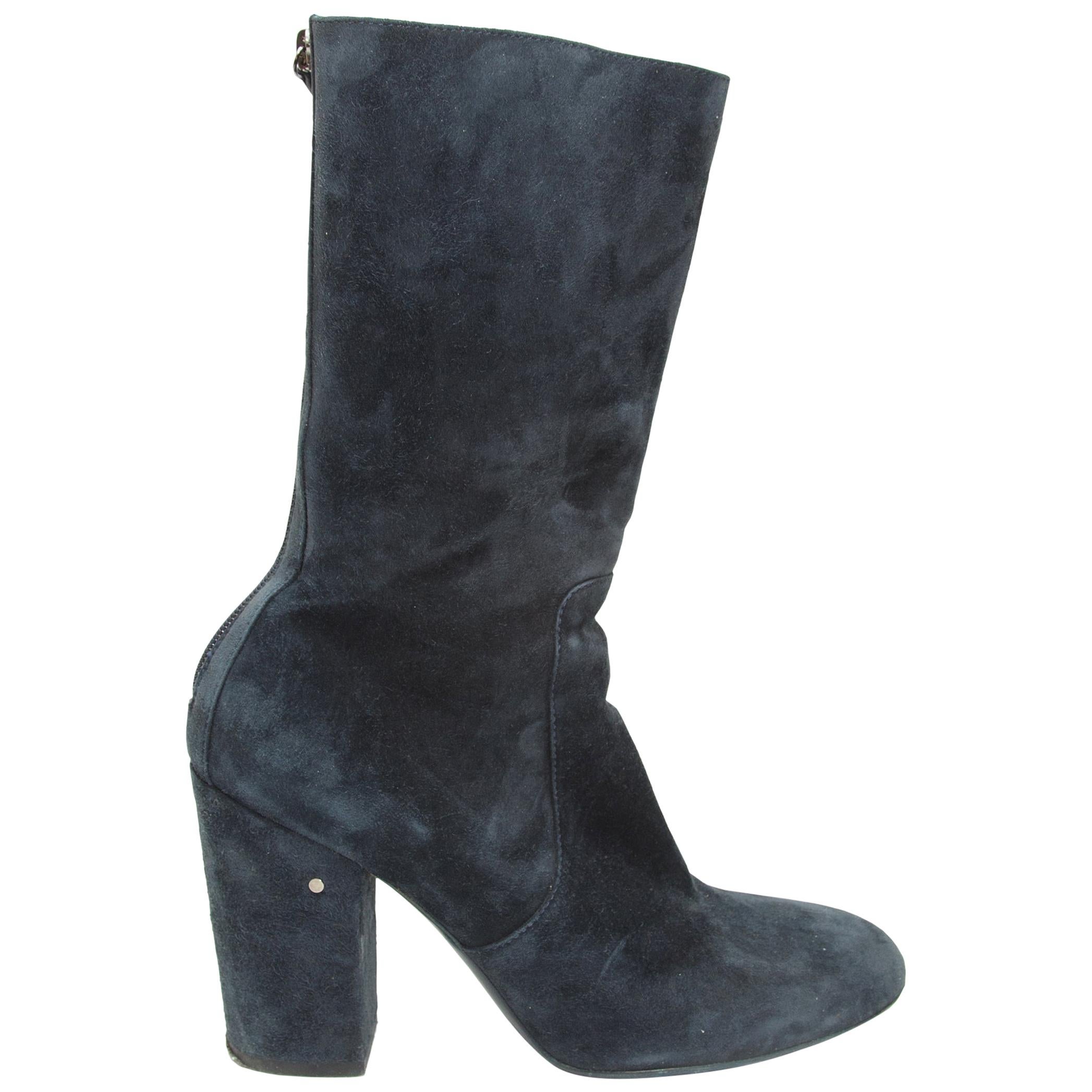 dark blue suede boots
