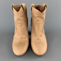 LAURENCE DACADE Size 6.5 Tan Leather Chunky Heel Ankle Boots