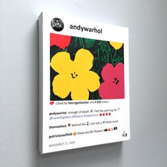 Andy Warhol flowers small painting by Laurence de Valmy. In stock.
