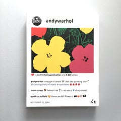 Andy Warhol flowers small painting by Laurence de Valmy. In stock.