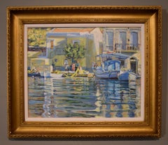 Oil Painting by Laurence Dingley "A Sunlit Quayside"
